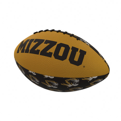 Mini rubber football by Logo Brands for recreation, featuring a Missouri Repeating design and compact size.
