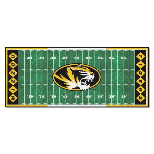 Missouri Tigers runner mat by Logo Brands, 30 x 72 inches, featuring team logo and colors, ideal for sports fans' decor.