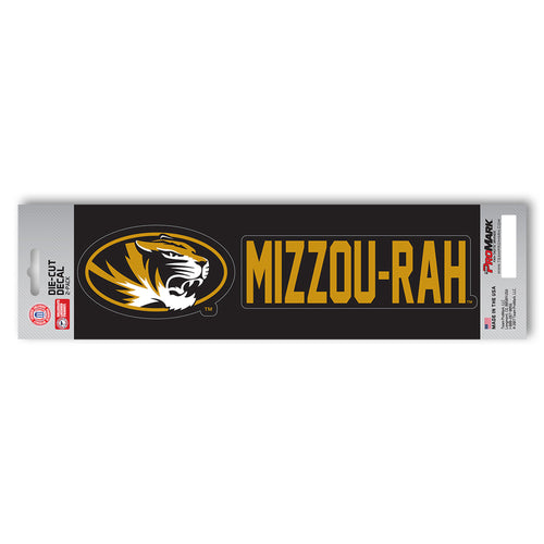 University of Missouri team slogan decal by Logo Brands, featuring bold Missouri Tigers branding on a clear adhesive decal.