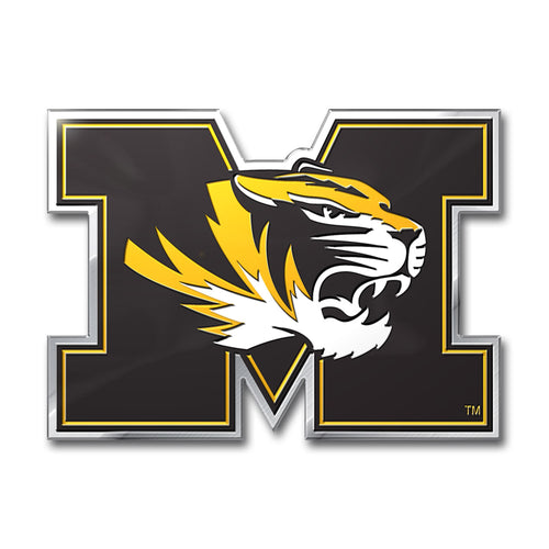 University of Missouri embossed color emblem by Logo Brands featuring the school's crest and vibrant colors on a durable patch.