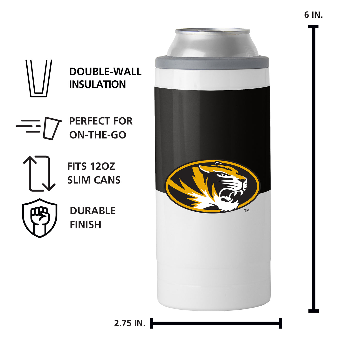 Missouri 12oz Colorblock Slim Can Coolie