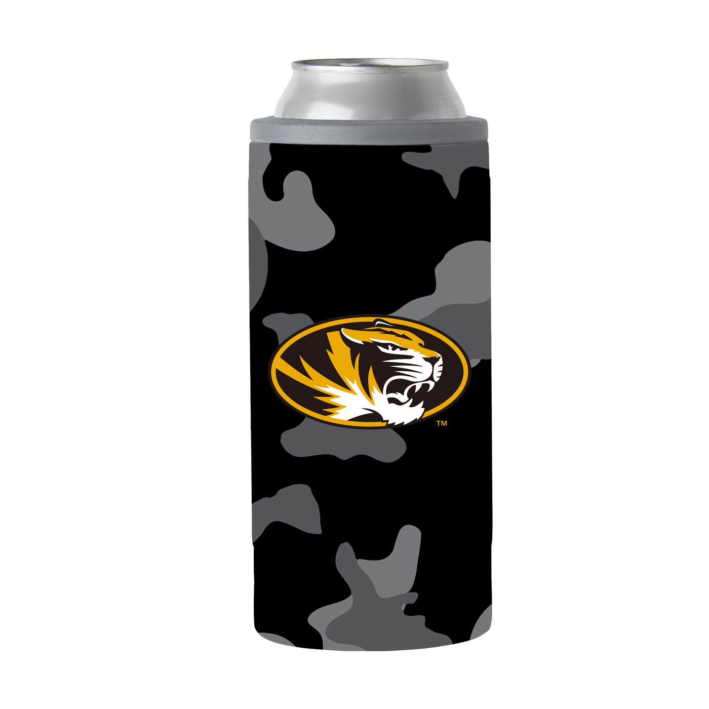Missouri Black Camo 12oz Slim Can Coolie