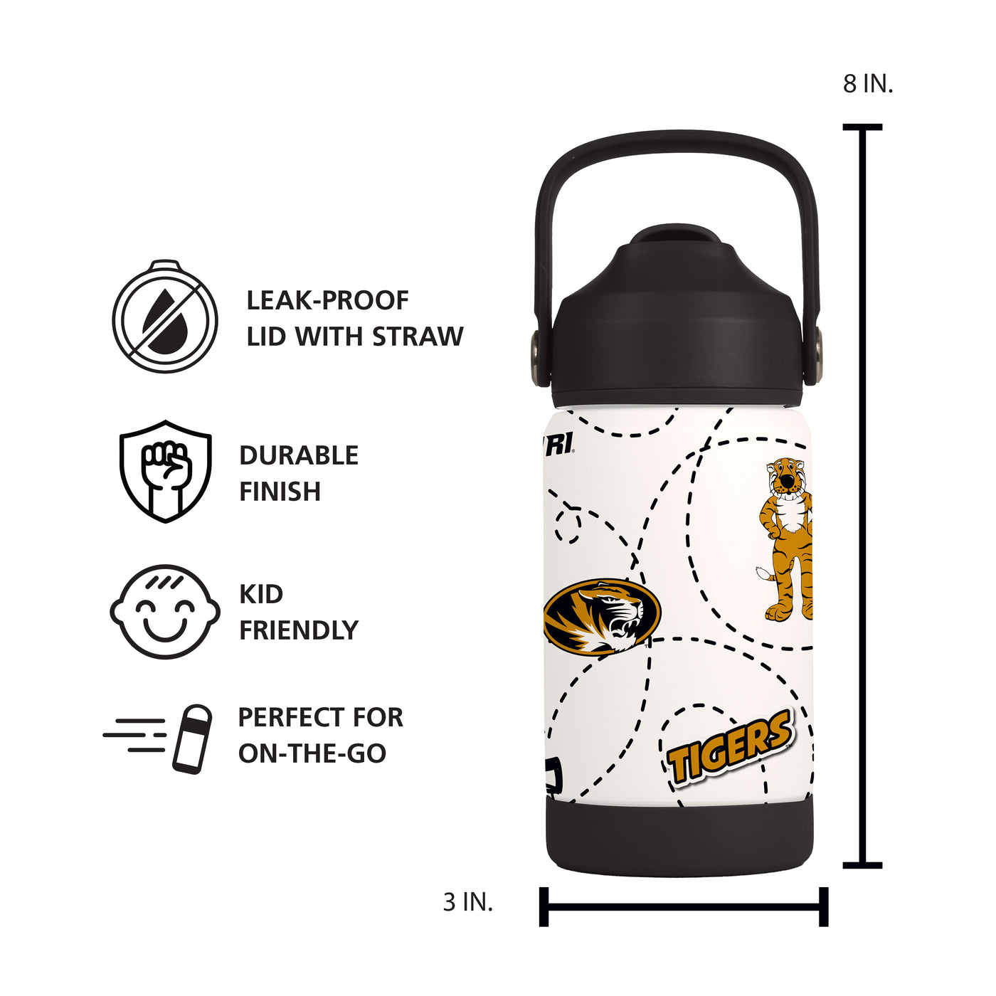 Missouri 12oz Mascot SS Kids Bottle