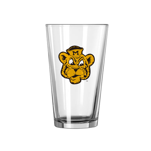 Missouri Vault 16oz Gameday Pint Glass by Logo Brands, clear drinkware with Missouri Vault design for game day enjoyment
