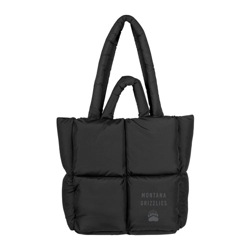 Montana Black Puff Tote bag by Logo Brands featuring a sleek black design and spacious interior for everyday use.