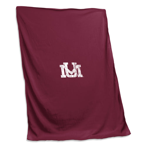 Montana Sweatshirt Blanket by Logo Brands, cozy fleece blanket with Montana logo print, ideal for warmth and comfort.