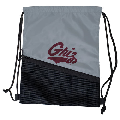 Montana Gray Tilt Backsack bag by Logo Brands showing adjustable straps and durable fabric on a plain background.