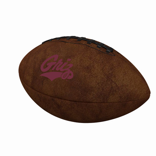 Montana Combo Mark Mini Leather Football for recreation by Logo Brands, showing the textured leather surface and colorful logo design.