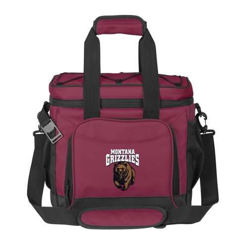 Montana 24 Can Flex Cooler by Logo Brands, soft-sided cooler with zippered lid and adjustable shoulder strap, ideal for outdoor use.