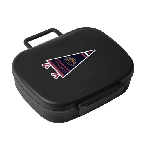 Montana Travel Pennant Lunch Box cooler by Logo Brands, black with colorful pennant design and carry handle.