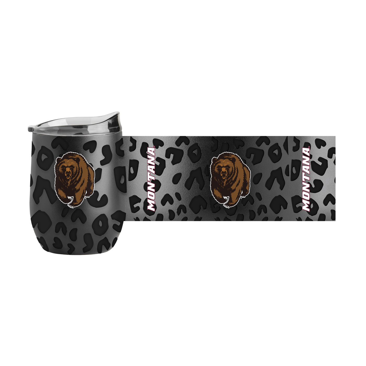 Montana Leopard 16oz Black Powdercoat Curved Beverage