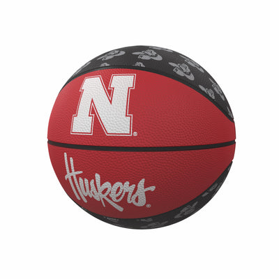 Nebraska Repeating Logo Mini-Size Rubber Basketball - Logo Brands