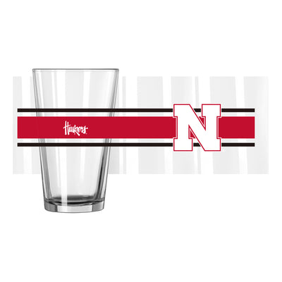 Nebraska 16oz Stripe Pint Glass