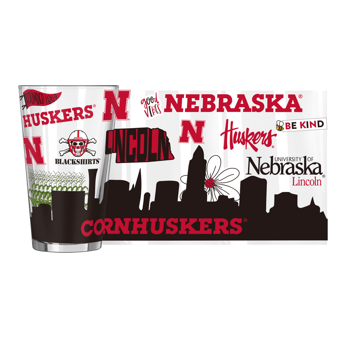Nebraska 16oz Native Pint Glass