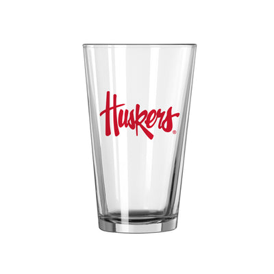 Nebraska Huskers 16oz Cursive Script Pint Glass - Logo Brands