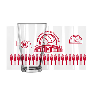 Nebraska 2023 Volleyball Day 16oz Pint Glass