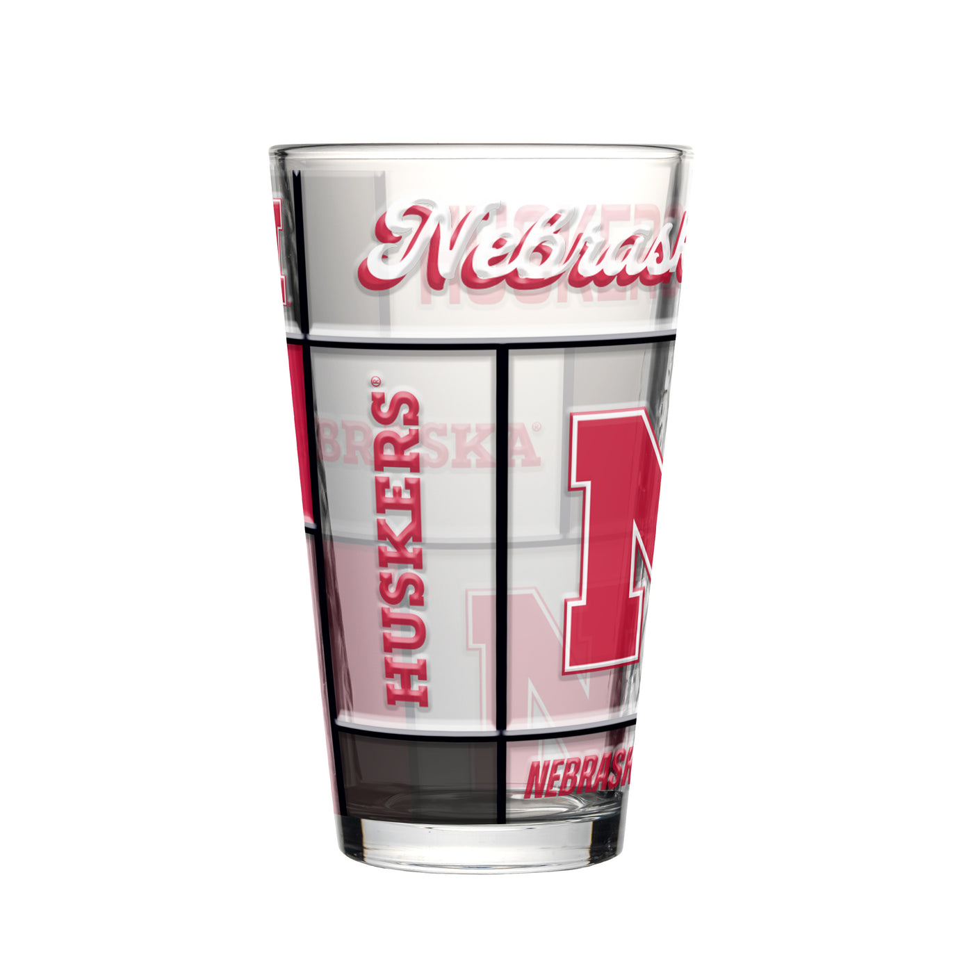 Nebraska 16oz Quilted Stained Pint Glass