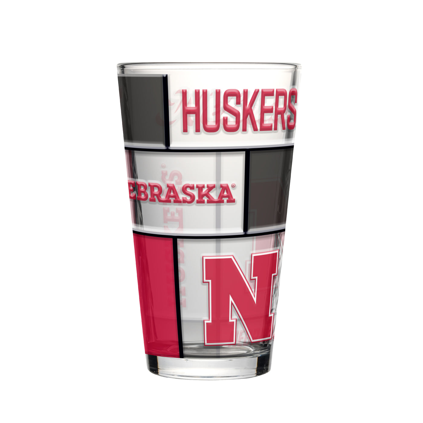 Nebraska 16oz Quilted Stained Pint Glass