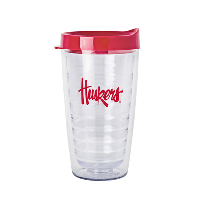Nebraska 16oz Flipside Dbl Wall Clear Tumbler