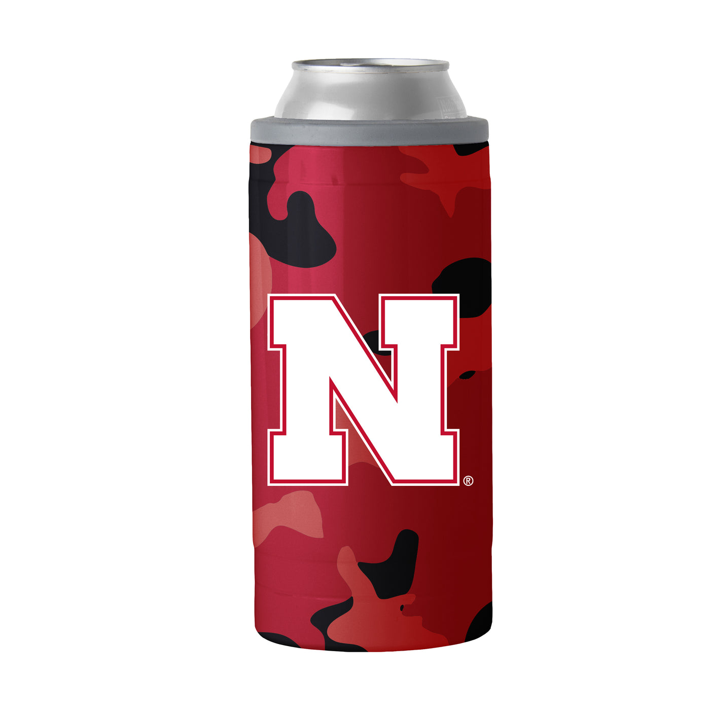 Nebraska Camo Swagger 12oz Slim Can Coolie
