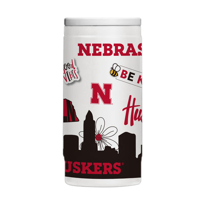 Nebraska 12oz Native Powder Coat Slim Can Coolie