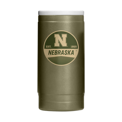Nebraska  Badge Powder Coat Slim Can Coolie