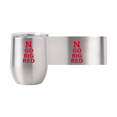Nebraska 16oz Go Big Red Slogan Stainless Curved Beverage