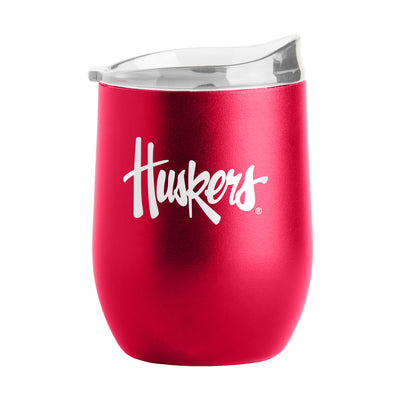 Nebraska 16oz Flipside Powder Coat Curved Beverage - Logo Brands