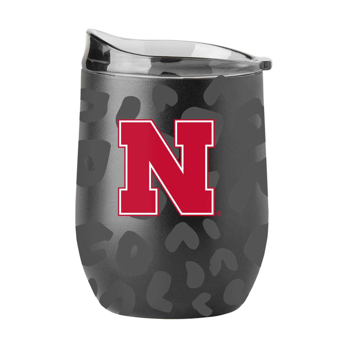 Nebraska Leopard 16oz Black Powdercoat Curved Beverage