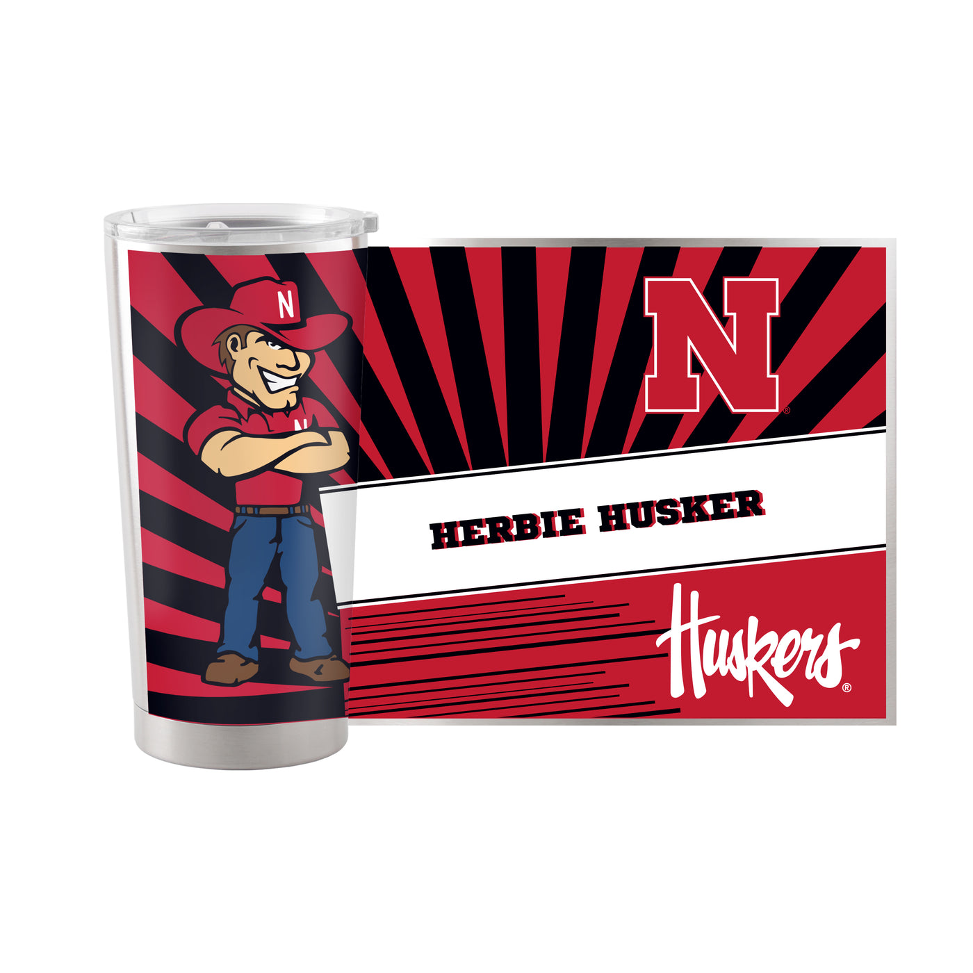 Nebraska 20oz Mascot Stainless Steel Tumbler