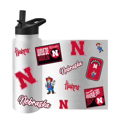 Nebraska 34oz White Dreamweave Quencher Bottle