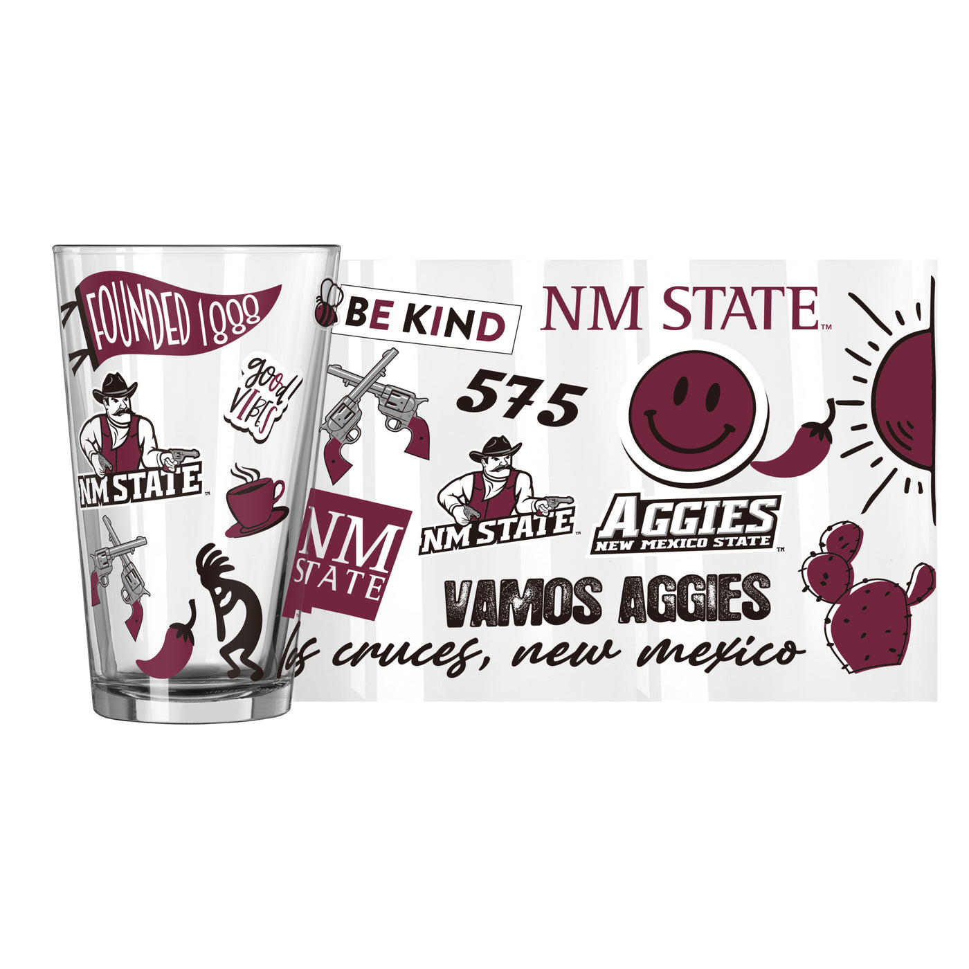 New Mexico State 16oz Native Pint Glass