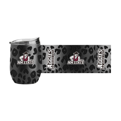 NM State Leopard 16oz Black Powdercoat Curved Beverage