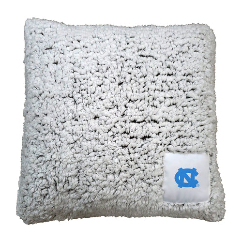 North Carolina Frosty Throw Pillow by Logo Brands featuring a cozy, plush blanket with North Carolina design for comfortable home decor.
