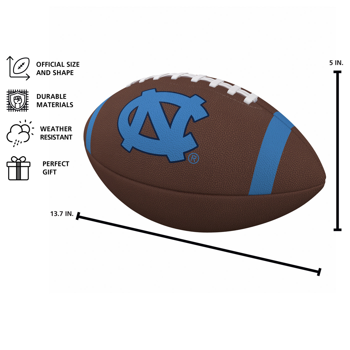 North Carolina Team Stripe Official-Size Composite Football