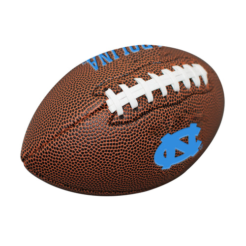 Mini size composite football by Logo Brands, perfect for recreation, showing detailed stitching and logo on the surface.