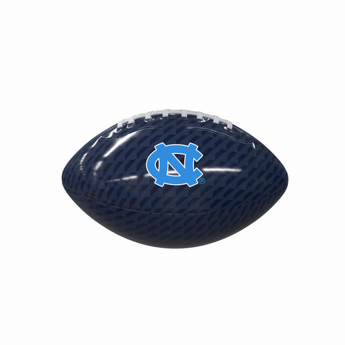 Glossy North Carolina carbon fiber mini football by Logo Brands, perfect for recreation and display.