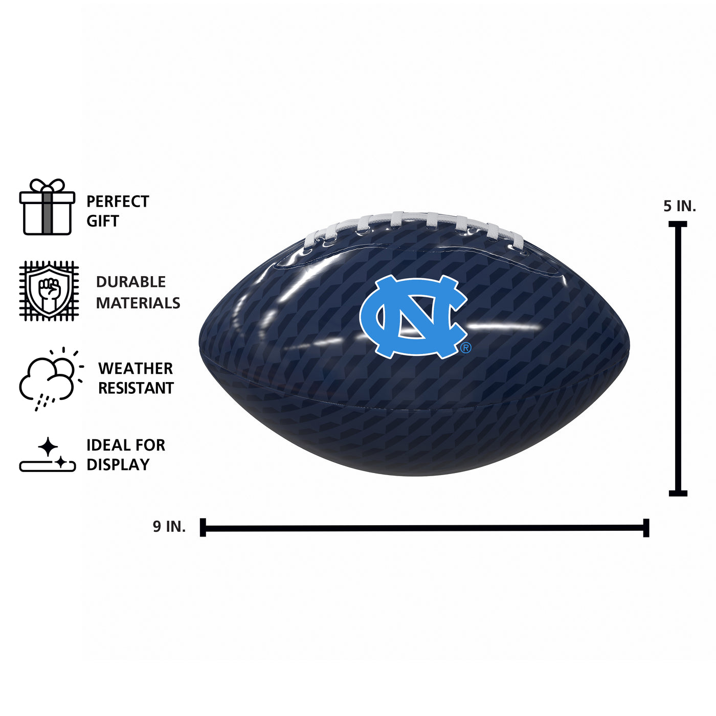 North Carolina Carbon Fiber Mini Size Glossy Football