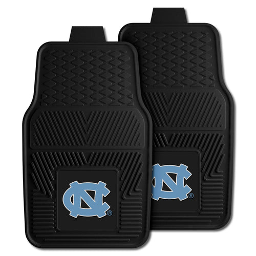 UNC Chapel Hill 2-piece vinyl auto car mat set by Logo Brands, featuring university logo and durable rubber surface for vehicle interior.