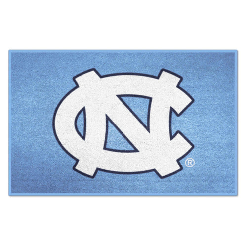 UNC Chapel Hill starter mat by Logo Brands with blue and white colors, featuring the university's logo and mascot.