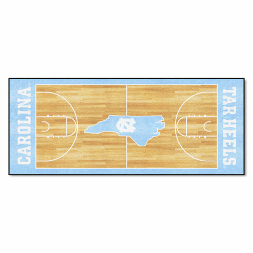 NCAA Basketball Runner mat featuring UNC Chapel Hill logo, black background, and basketball design by Logo Brands.