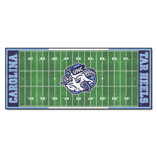 UNC Chapel Hill football field runner mat by Logo Brands featuring orange turf and team logo design for sports fans.