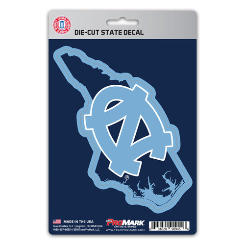 UNC Chapel Hill state shape decal by Logo Brands, featuring blue and white university logo on a white background.