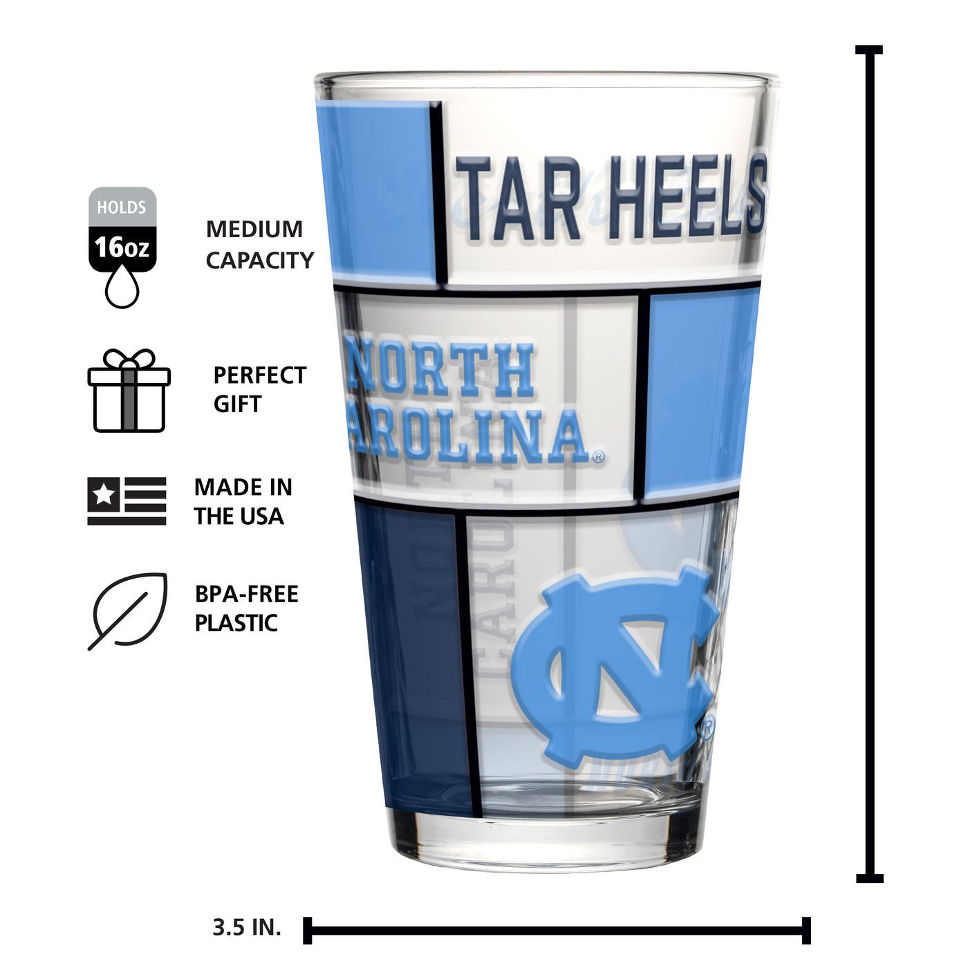North Carolina 16oz Quilted Stained Pint Glass