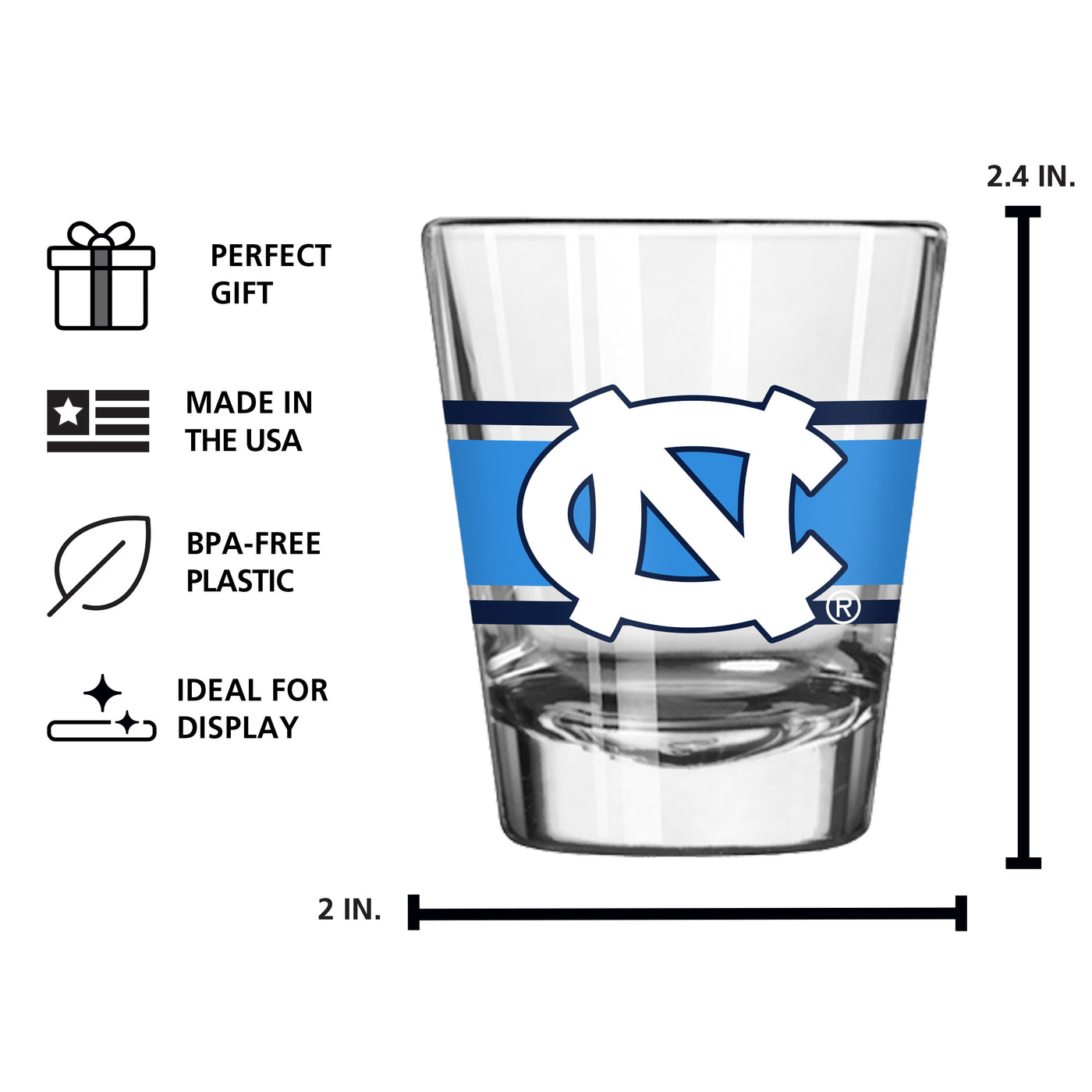 North Carolina 2oz Stripe Shot Glass