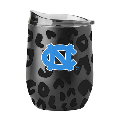 North Carolina Leopard 16oz Black Powder Coat Curved Beverage - Logo Brands