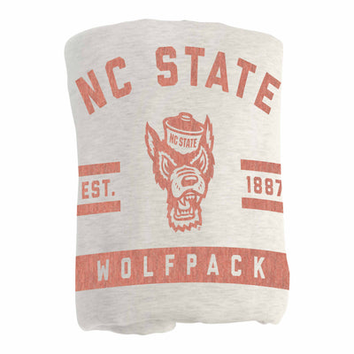 NC State Oatmeal Sweatshirt Blanket - Logo Brands