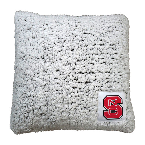 NC State Frosty Throw Pillow by Logo Brands featuring the university logo and mascot design on soft fabric.