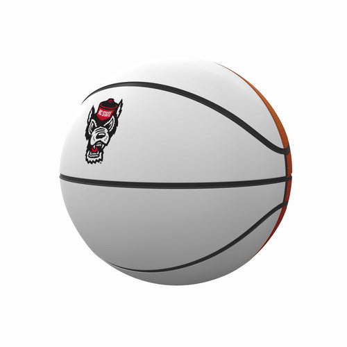 Mini NC State autograph basketball by Logo Brands, featuring official team logo and space for signatures, perfect for collectors.
