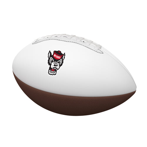 Recreation NC State Mini Autograph Football with Logo Brands logo, featuring space for signatures on a mini football ball.